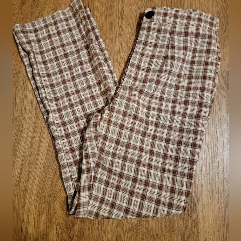 Womens Shein Brown Checkerd Dress Pants XS